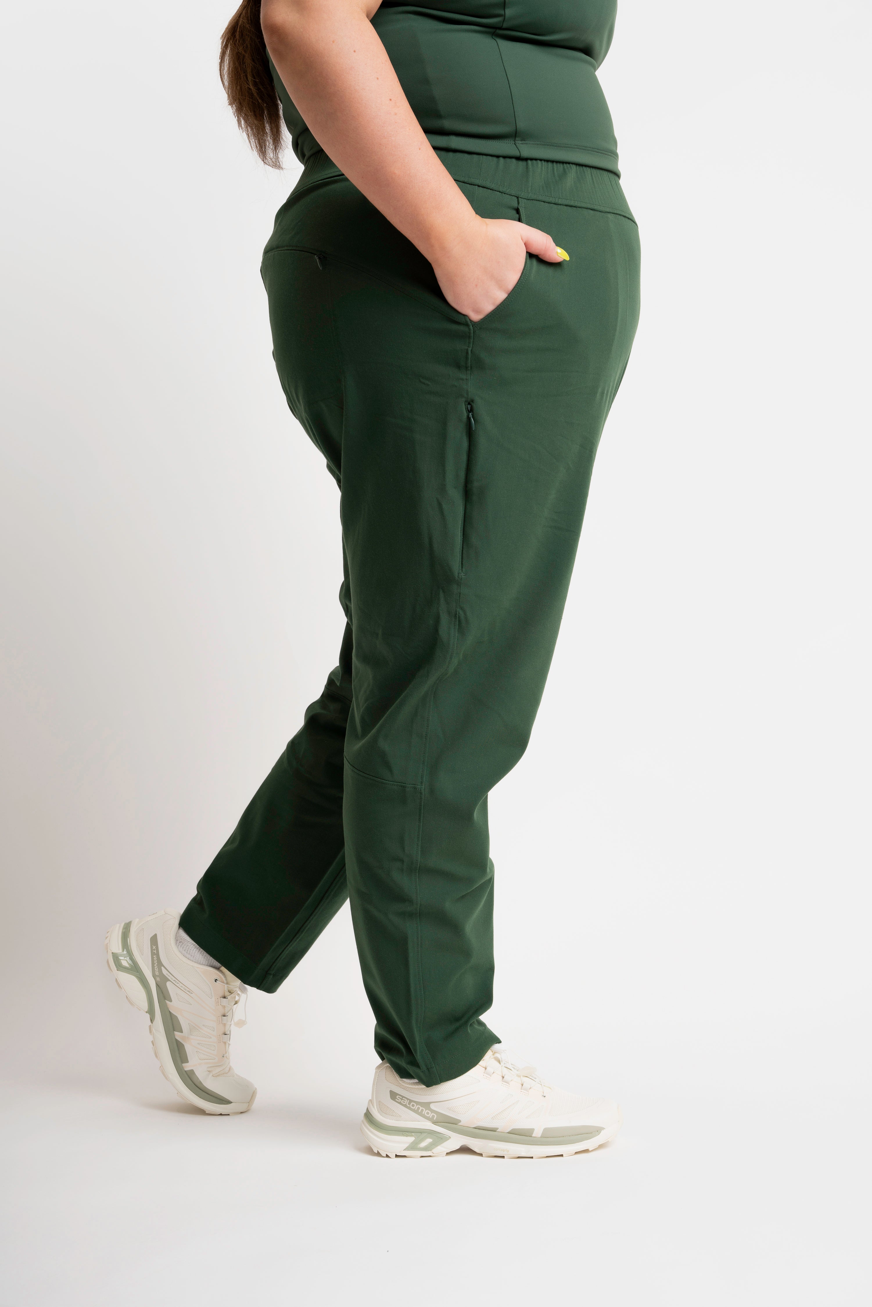 Women's Tall Wide Leg Pleated Dress Pants Midnight Green – American Tall
