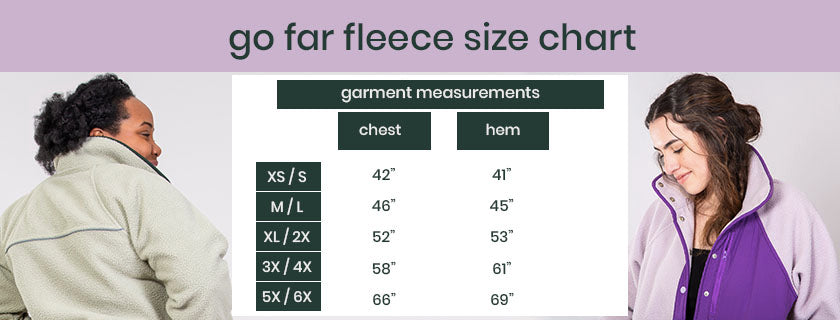 Size chart fleece
